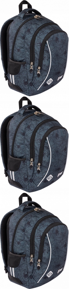 Školský batoh pre chlapcov, trojkomorový, nepremokavý, čierny 20L